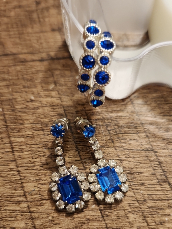 Jewelry - Blue Crystal Drop Earrings and Hoop Set